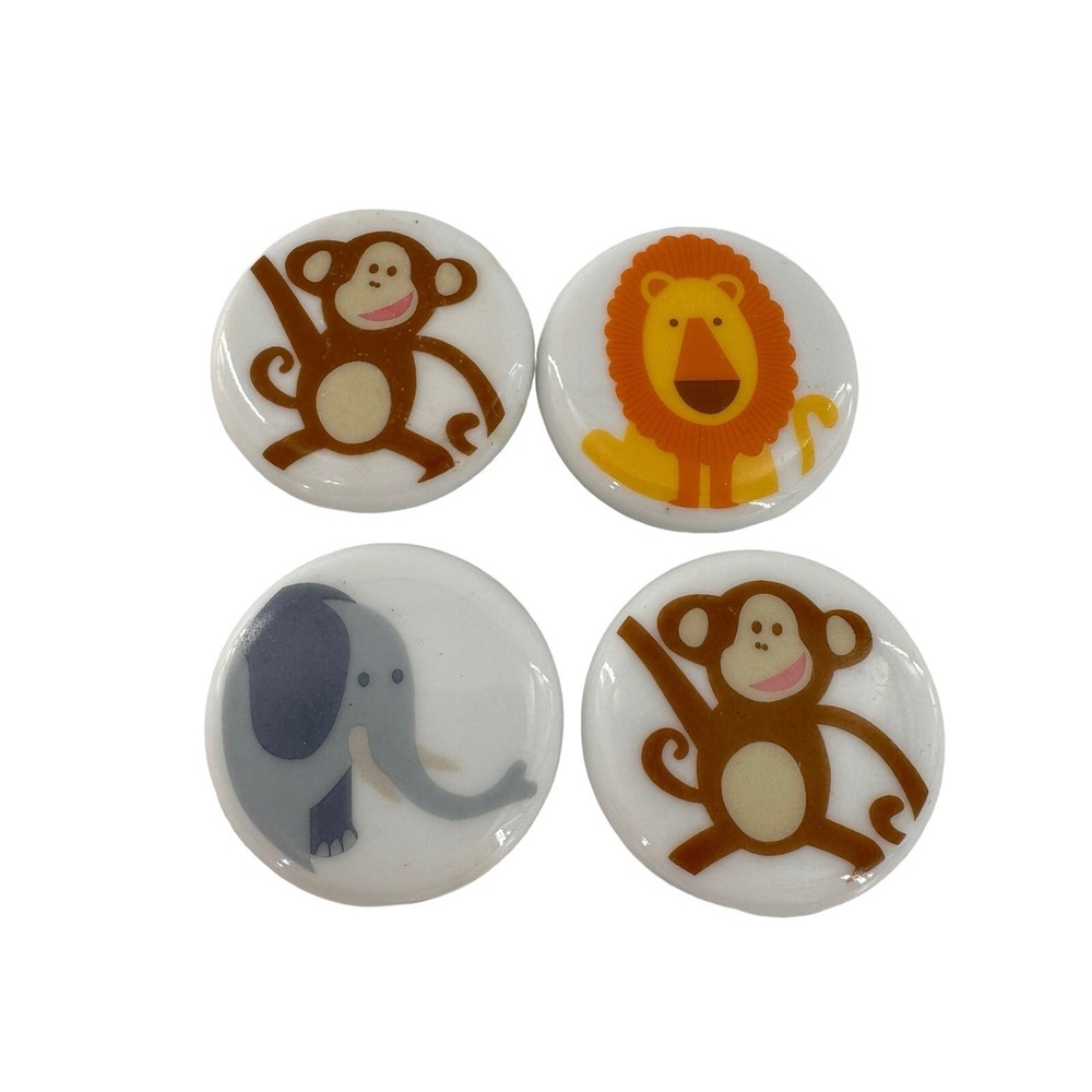 4 Vtg Drawer Knobs Baby Jungle Animals Cabinet Handle Pull Cupboard Hardware
